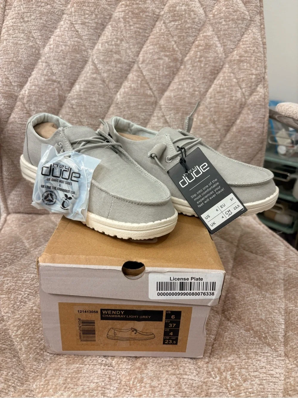 Hey Dude Wendy Chambray Light Grey Slip-On Loafers
